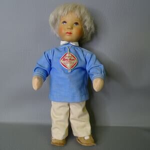 Kathe Kruse Modell Hanne Kruse Doll Blue Shirt Tan Pants Shoes Germany Tag 10"